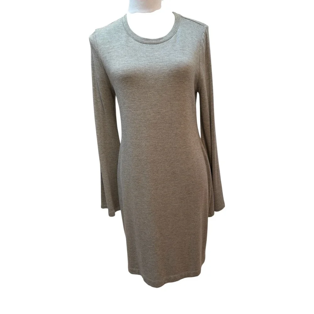 Lou & Grey Women‎ Gray Long Sleeve Crew Neck Knit Dress Size M